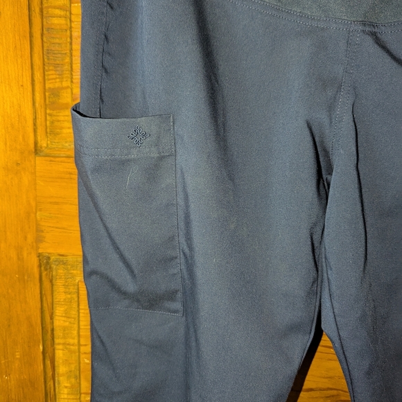 Blue Tapered Track Pants with High-Waisted Design - Picture 2 of 7